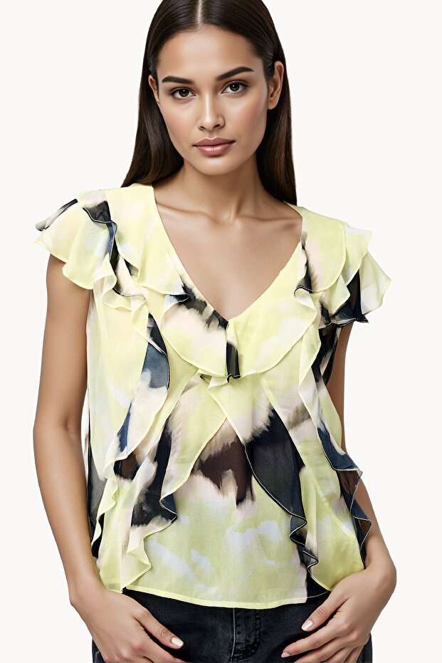 V Neck Regular Viscose Top