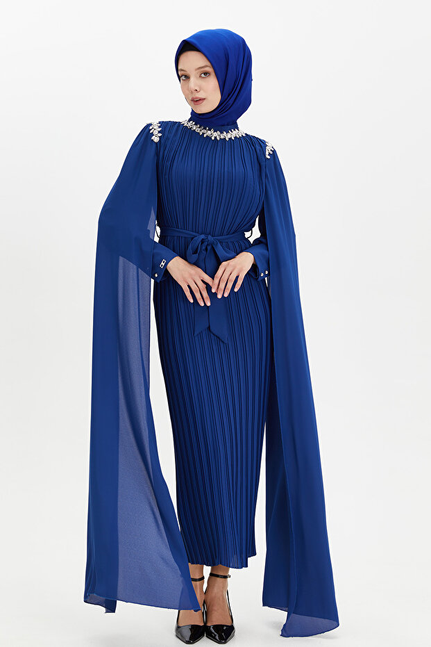 Pelerin Kol Piliseli Elbise - 2