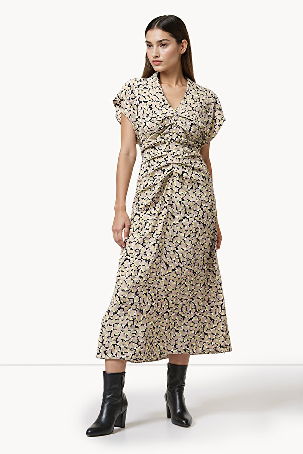 Cap Sleeve Viscose Ankle Dress