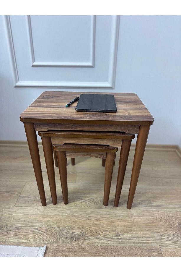 Ultra Lüks MDF 4'lü Ceviz Zigon Sehpa - 5