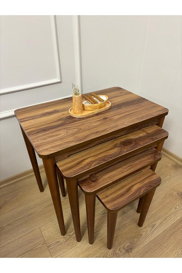 Ultra Lüks MDF 4'lü Ceviz Zigon Sehpa - 3