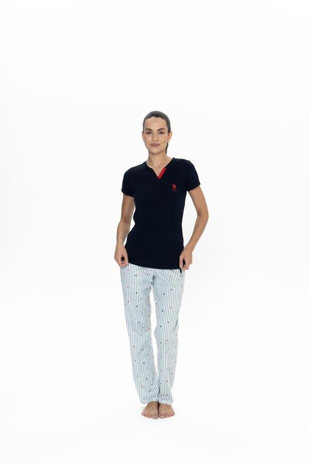 Us Polo Women's Plus Size Pajamas Suit, 100% Cotton