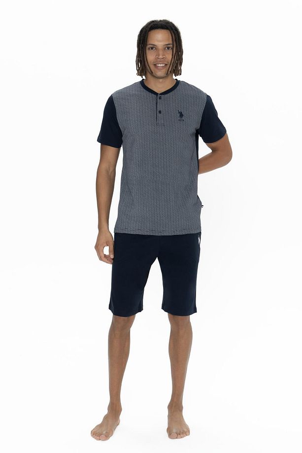 U.S. Polo %100 Pamuk 3'lü Pijama Seti, Üst pijama, Alt Pijama, ve Şort Takım - 3