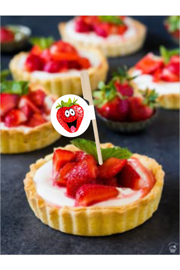 🍓 Çilek Bayraklı Yassı Kürdan – Waffle, Meyve Ve Tatlı Sunumları Için Tatlı Bir Dokunuş - 1
