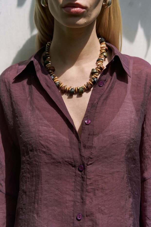 Lyra Oversize Bordo Gömlek - 7