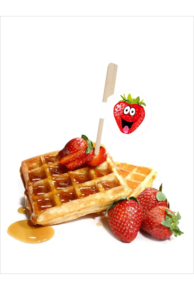 🍓 Çilek Bayraklı Yassı Kürdan – Waffle, Meyve Ve Tatlı Sunumları Için Tatlı Bir Dokunuş - 4