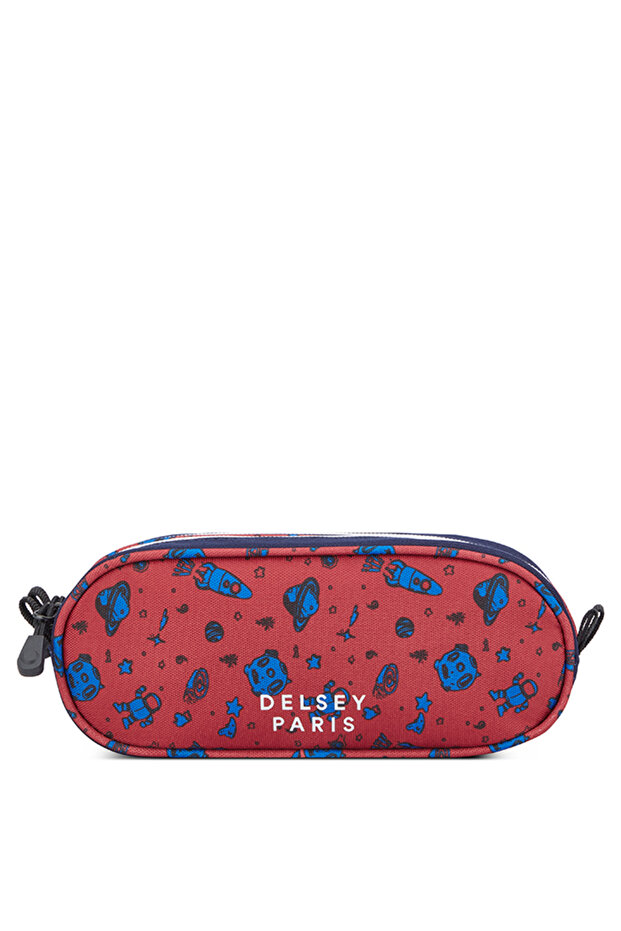 Back To School 2025 Two Compartment Pencil Case Blue Printing