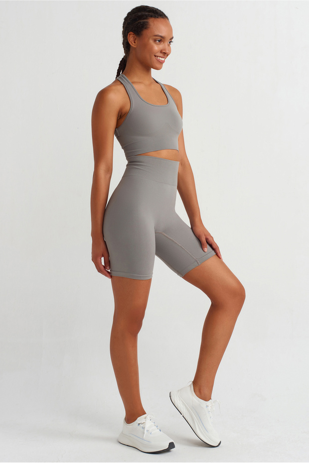 Toparlayıcı Biker Şort Çöl Grisi - 5