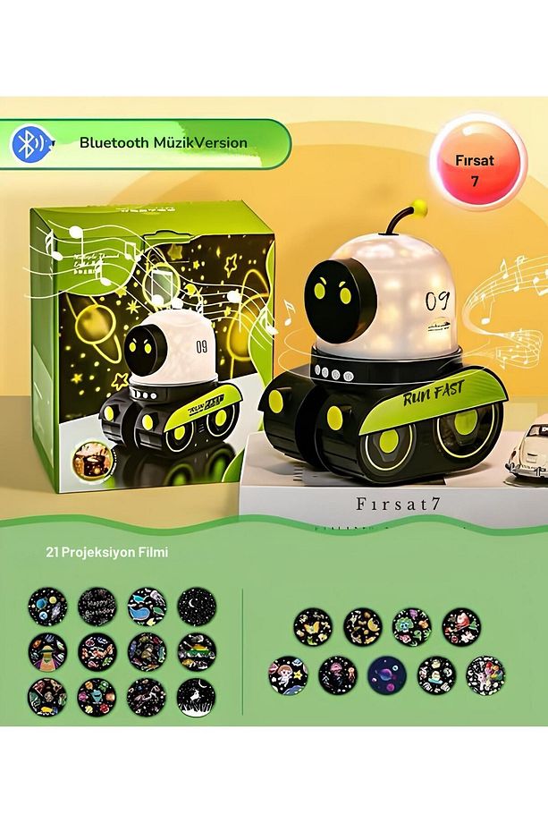 ÇOCUKLAR İÇİN EĞİTİCİ VE EĞLENCELİ ROBOT TEMALİ PROJEKTÖR GECE LAMBASI 21 FİLMLİ - 2