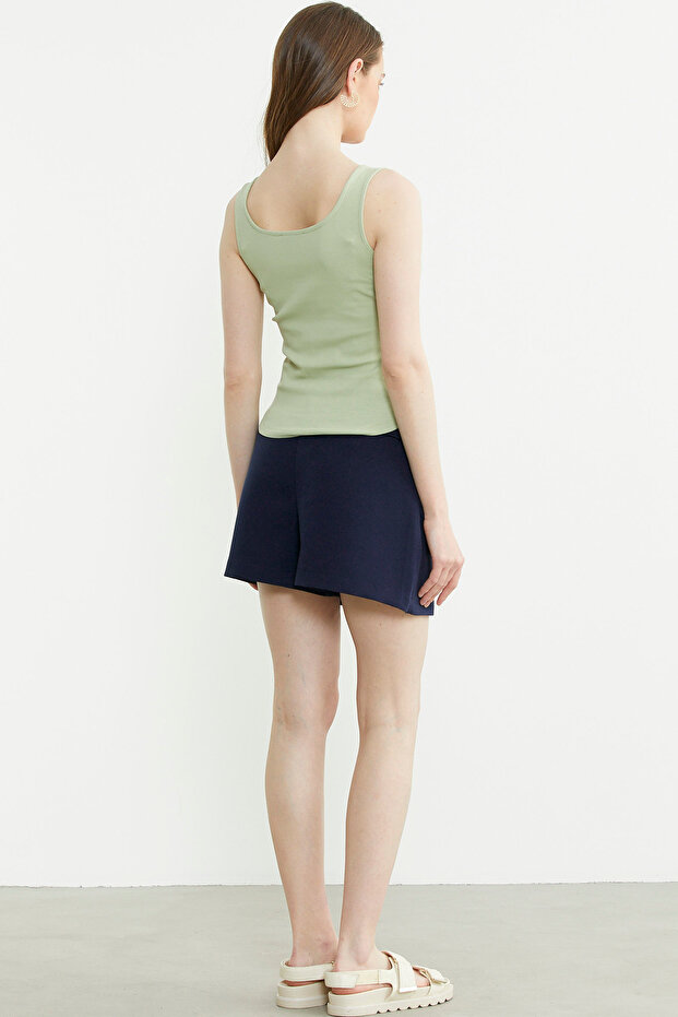 Thick Strap Ribbed Basic Undershirt - Green - 5