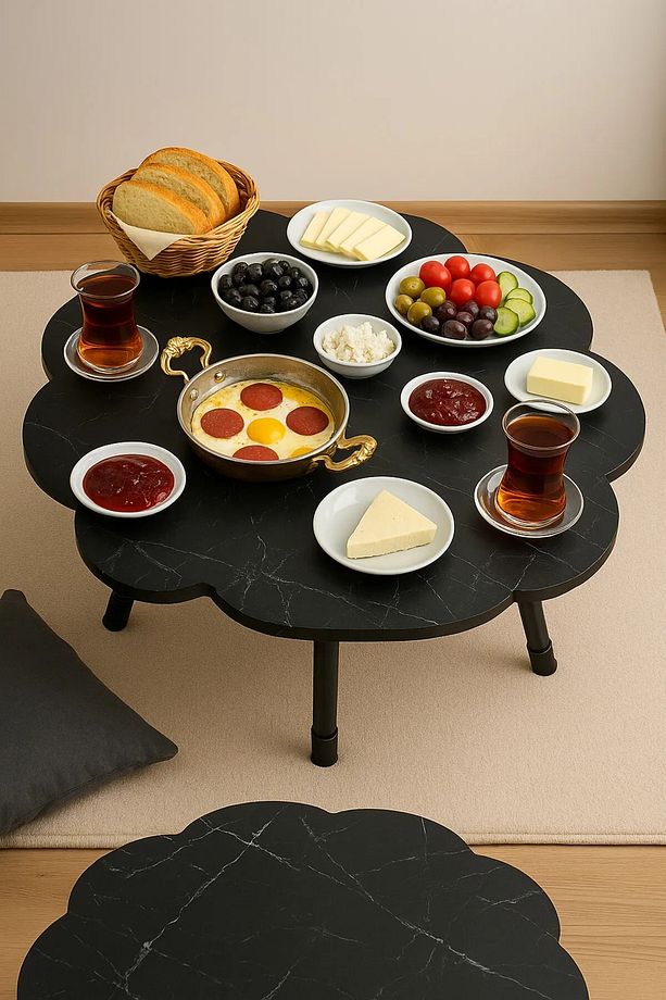 Katlanabilir Yer Piknik Ve Kahvaltı Sofrası Sahil Kamp Sofrası Dekoratif Şık Modern - 1