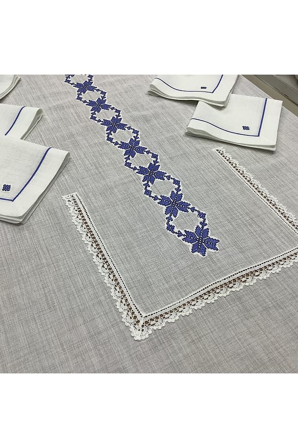 Kaneviçeli Masa Örtüsü(1) & Peçete (8) Set - Toplam 9 parça - 4