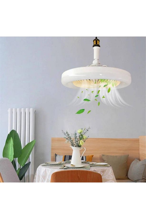 Vantilatör 3 Kademe Hız Dimlenebilir 3 Renk Led Işıklı Kumandalı Fan Led Ampul - 3