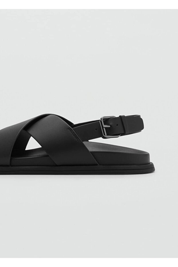 %100 deri çapraz askılı sandalet - 4