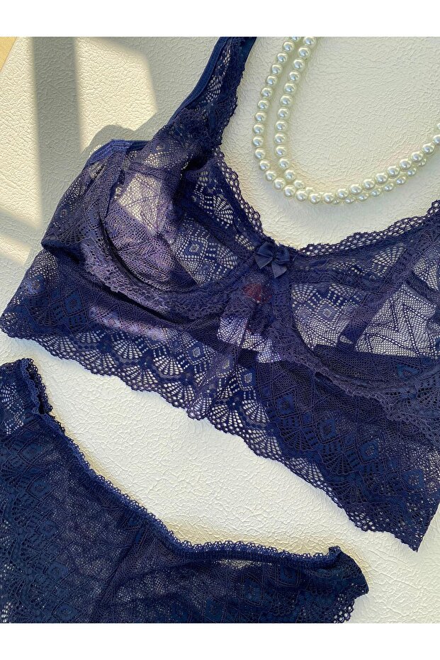 Lacivert Dantelli Takım - 2