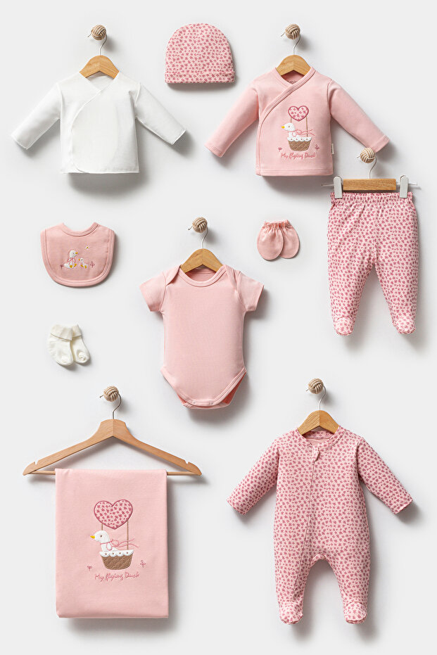 Duck in the Basket 10 Pieces Newborn Hospital Release - Organic Bodysuit Set Boxed