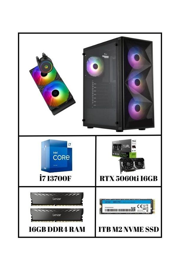 IRONFANG İ7 13700F | RTX 5060 TI | 16 GB Ram | 1 TB M2 NVME SSD | Sıvı Soğutmalı Oyuncu Bilgisayarı - 1