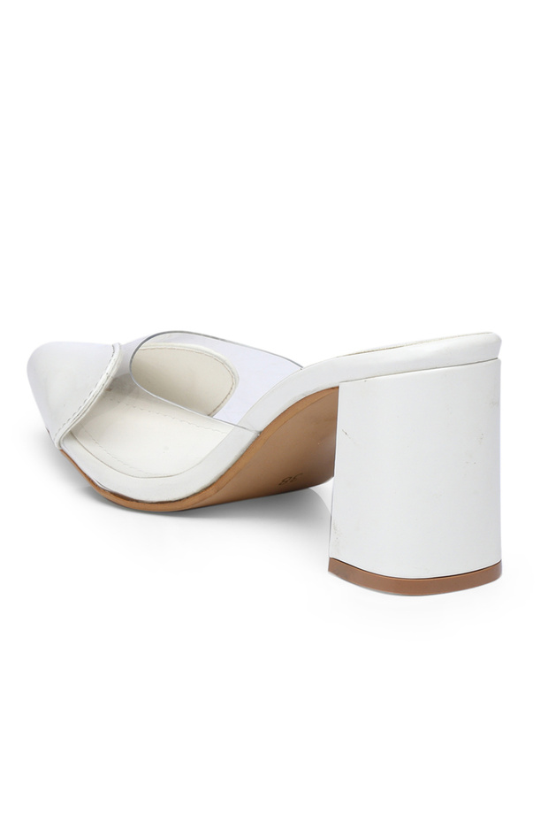 Plain Pointed Toe Block Heel Mules - 6