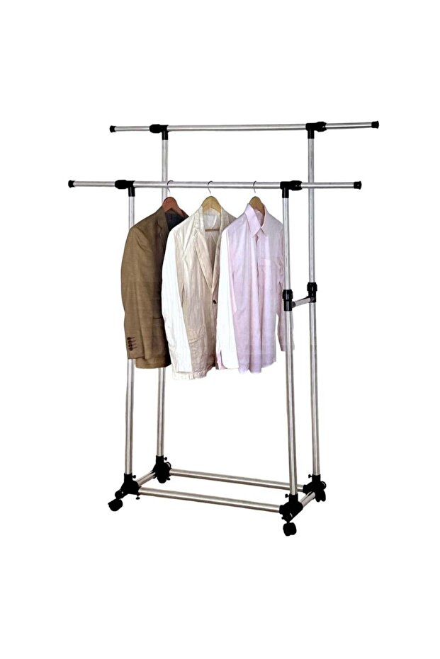 2-Tier Clothes Rack with Wheels - 1