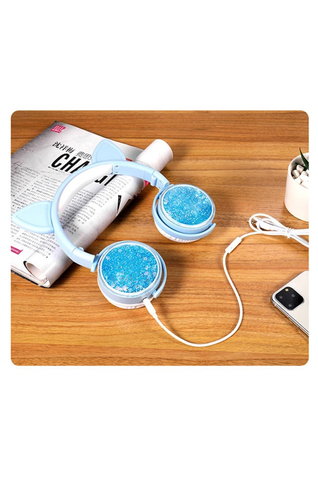 ALLY Kedi Kulak Simli Kablolu Mikrofonlu Kulaküstü Kulaklık 3.5mm jack-(5775) - NOTFRAFT3245-149 - 3