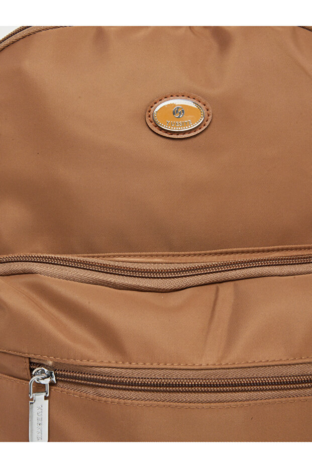 حقيبة ظهر بتفاصيل رقعة مع جيوب خارجية - 4