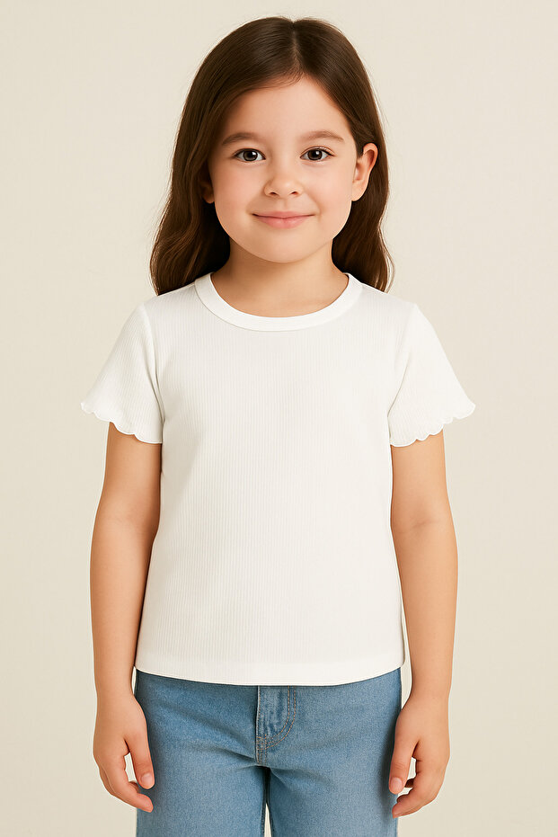 Pure Dots Girl's Ekovero Summer White T-Shirt
