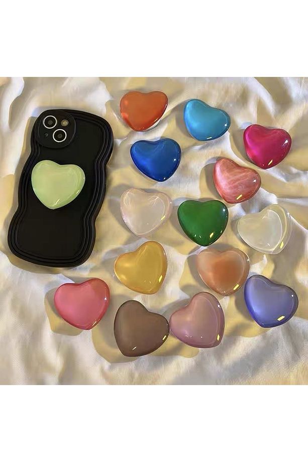 Popsocket Yapışkanlı Kalp Telefon Tutacağı Kalp Şekilli Akrilik Epoksi Yüzey Parmak Tutucu - 2