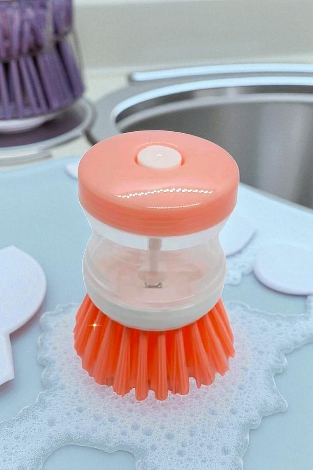 Sıvı Deterjan Hazneli Bulaşık Fırçası 1 Adet Hazneli Mutfak Banyo Lavabo Yıkama Fırçası - 4