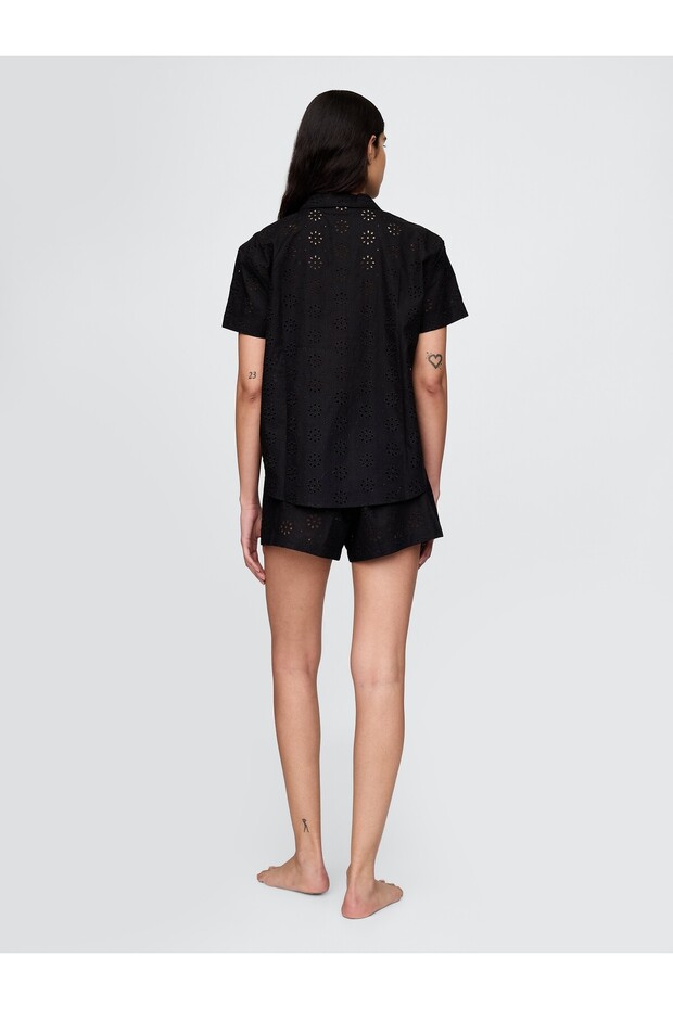 Kadın Siyah Poplin Şort - 3