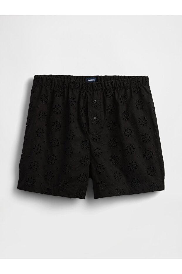 Kadın Siyah Poplin Şort - 2