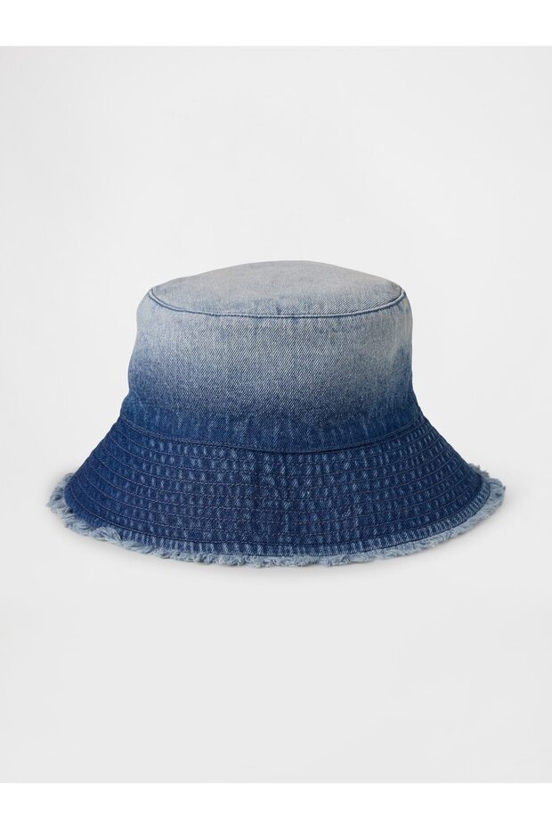 Kız Çocuk Mavi Ombre Denim Bucket Şapka - 1