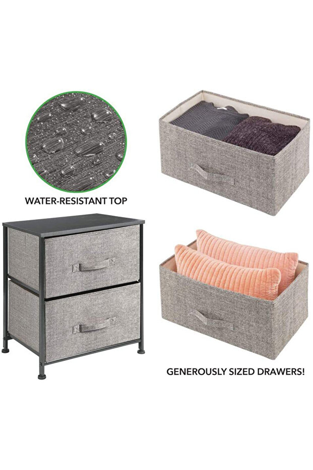 2-Layer Drawer Storage Cabinet Iron Frame Fabric Multi-Layer Storage Cabinet - 3