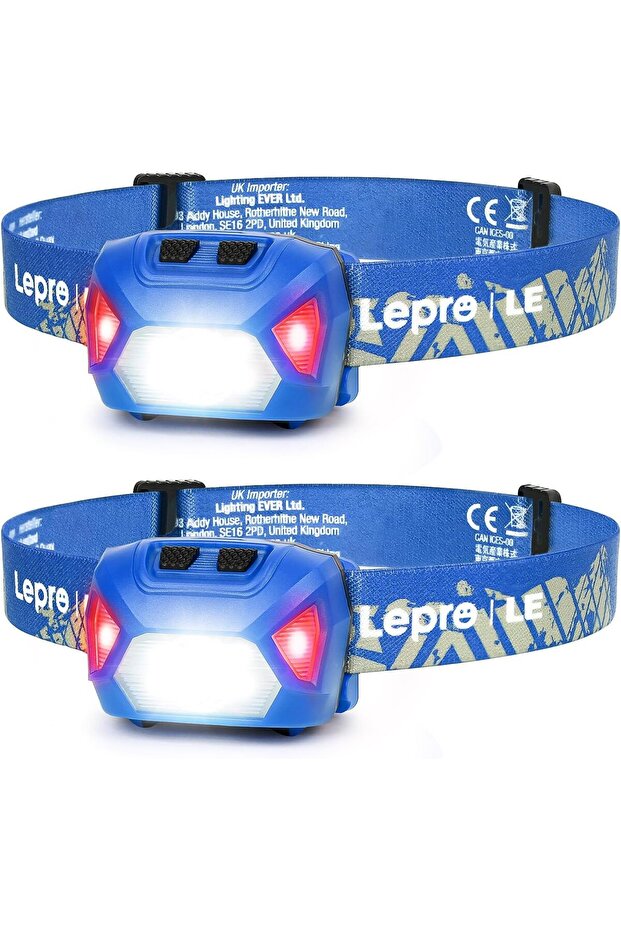Head Torch (2 Pack) Super Bright LED Headlamp - 6 Modes, Waterproof, Battery Powered, Lightwei