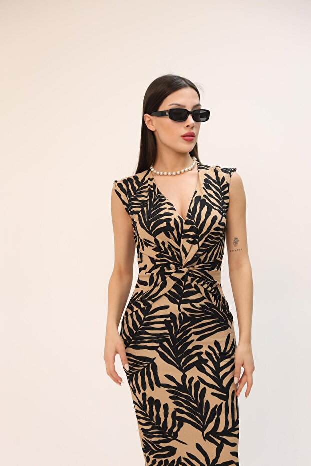 Knotted V-Neck Wrap Dress – Elegant Choice for Casual, Vacation and Invitation Combinations