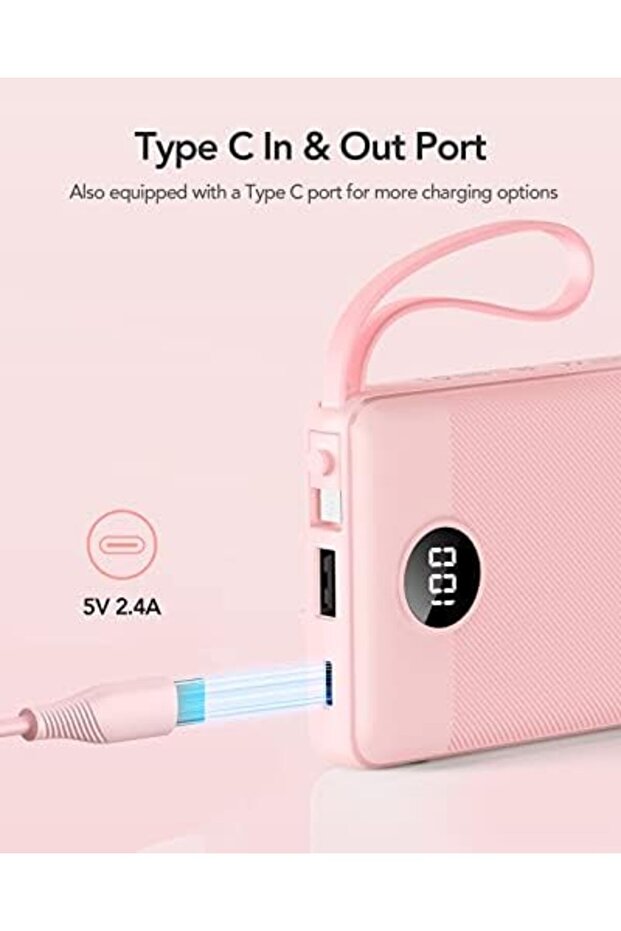 VRURC Portable Charger 10000mAh, Slim LED Display Power Bank, 5 Output 2 Input Cell Phone Battery Pa - 6
