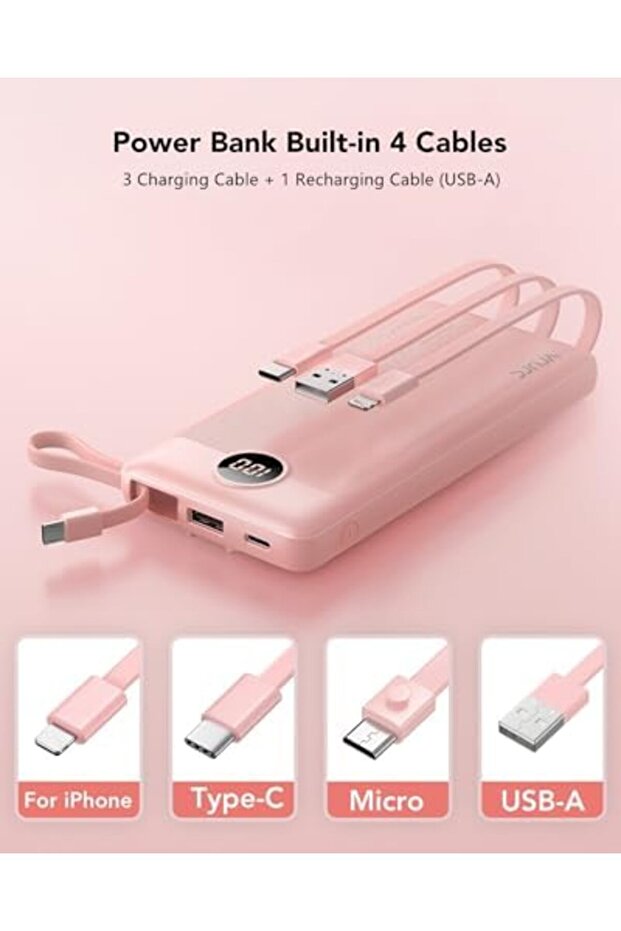 VRURC Portable Charger 10000mAh, Slim LED Display Power Bank, 5 Output 2 Input Cell Phone Battery Pa - 4