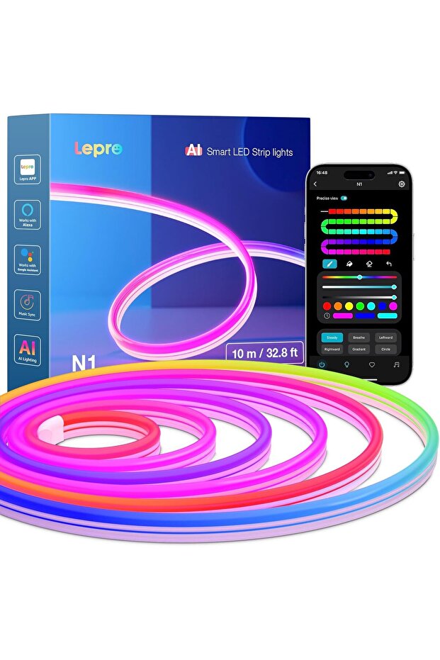 N1 AI Smart Rainbow Neon Light Strip 10M