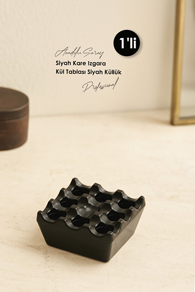 Lüks Siyah Kare Izgara Kül Tablası Siyah Küllük - 1 ADET - 1