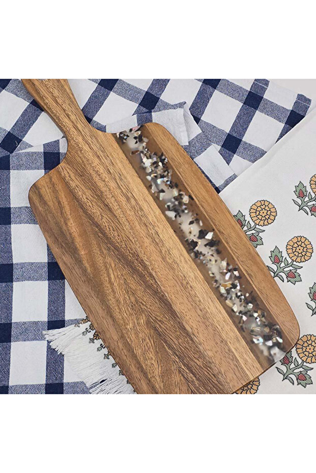 لوح تقطيع مستطيل من خشب السنط مقاس 40 سم - 2