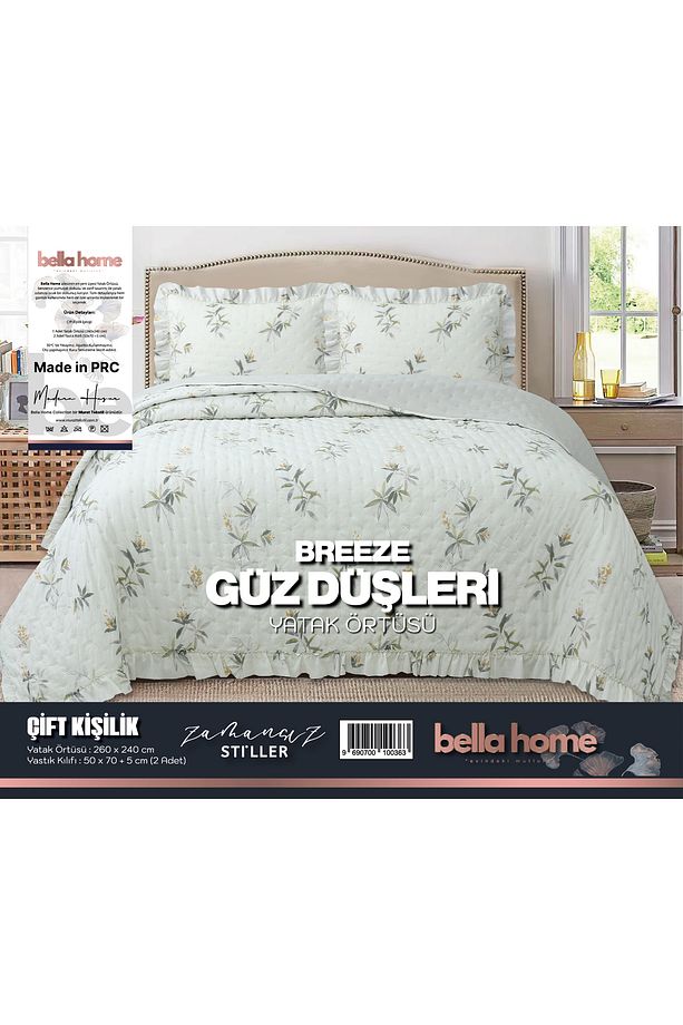 Breeze Fırfırlı Çift Kişilik Yatak Örtüsü Seti - 260x240 cm - 1