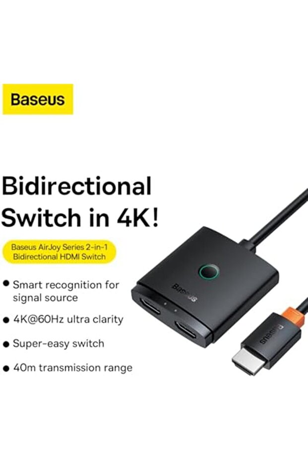 2 IN 1 OUT HDMI Switch, Bi-Directional HDMI Splitter, Easy Switch HDMI Selector Support 4K, H - 7