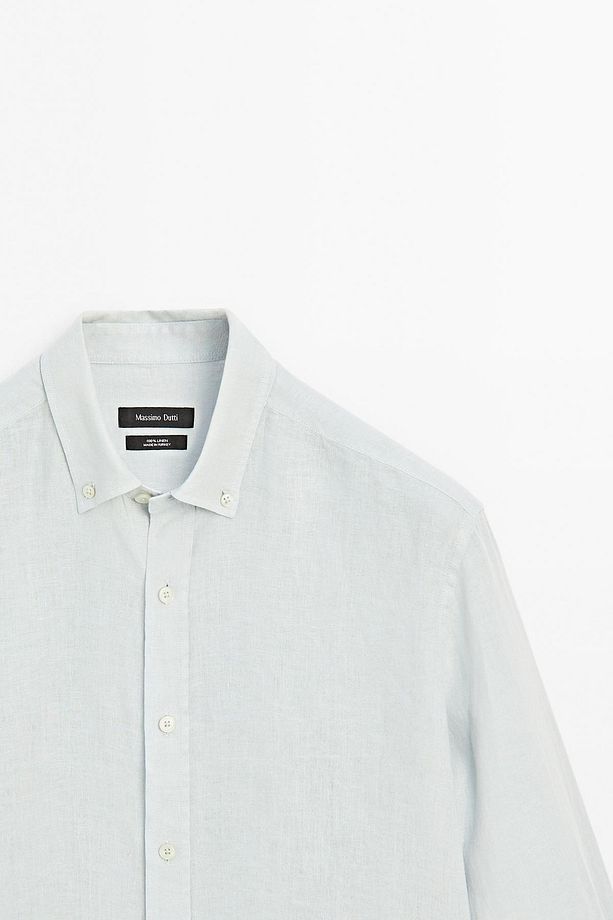 %100 keten regular fit gömlek - 6