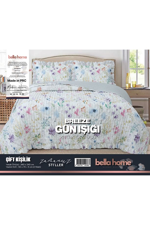 Breeze Fırfırlı Çift Kişilik Yatak Örtüsü Seti - 260x240 cm - 1