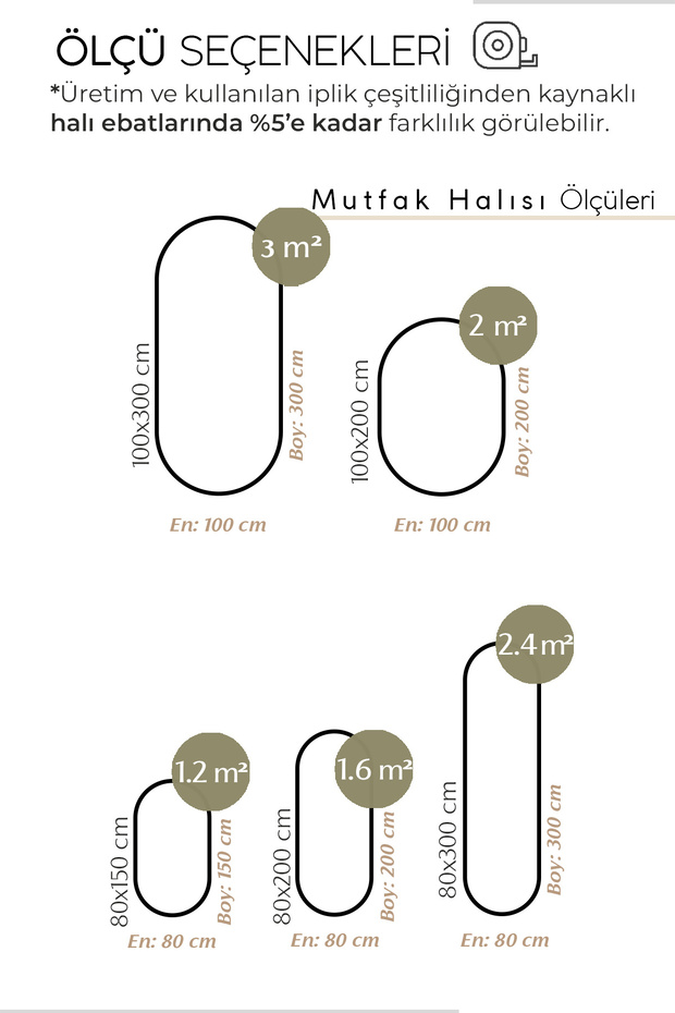 Luke Renkli Yıkanabilir Oval Mutfak Halısı Dekoratif Leke Tutmayan Hasır Tezgah Önü Mutfak Paspası - 3