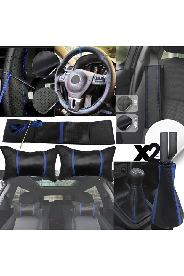 Universal Suitable for Any Vehicle Gear Shift Gaiter Steering Wheel Cover Seat Belt Pad Set Neck Pillow Set