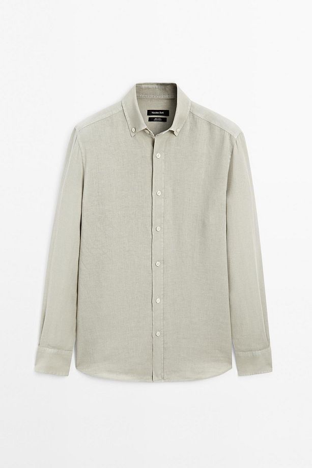%100 keten regular fit gömlek - 1