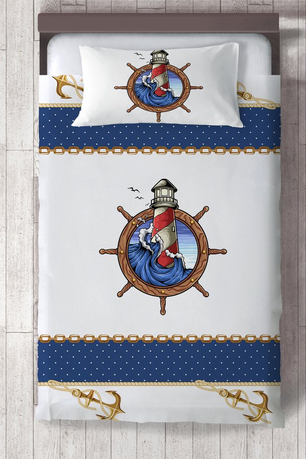 Sailor Anchor Patterned Children's Room Bedspread Tlay-320