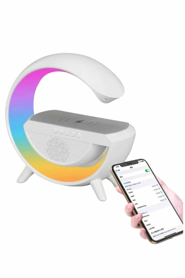 Bluetooth Hoparlör G Şekli Atmosfer Akıllı Rgb Lamba Wireless Kablosuz Şarj - 3