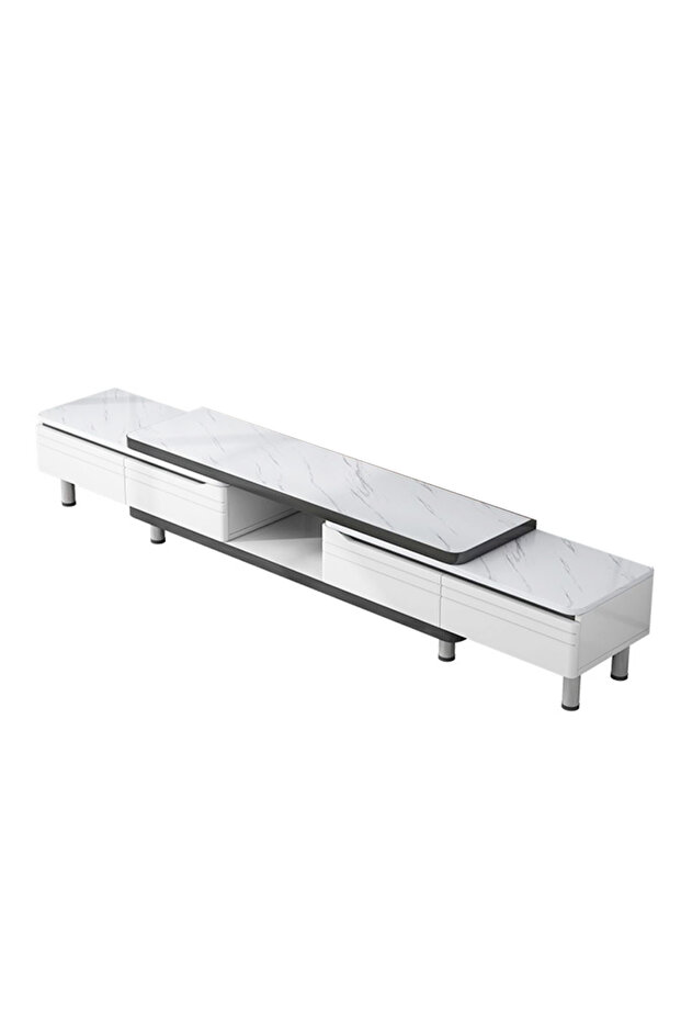 Small Household Coffee Table and Tv Cabinet, Retractable In Both Directions (160-220) Cm