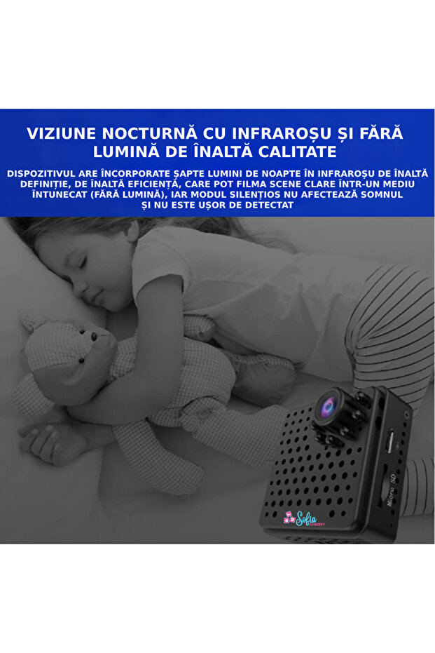 Mini Camera Supraveghere WiFi, Sofia CONCEPT®, Senzor, APP, Control Distanta - 6